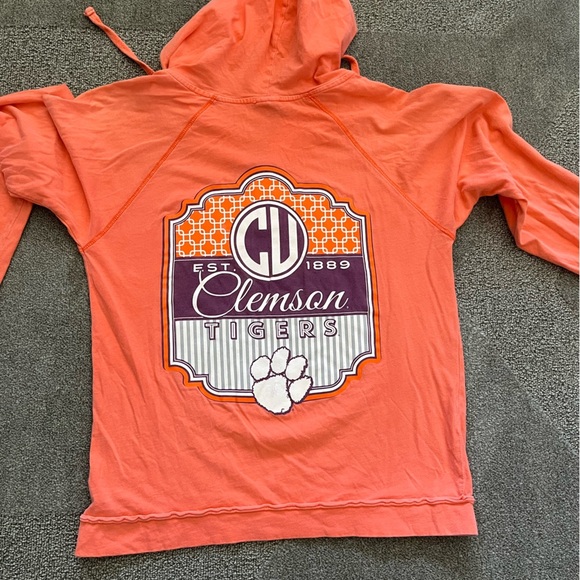 Pressbox Clemson Orange Long Sleeve Hooded Tee Shirt - Picture 5 of 6